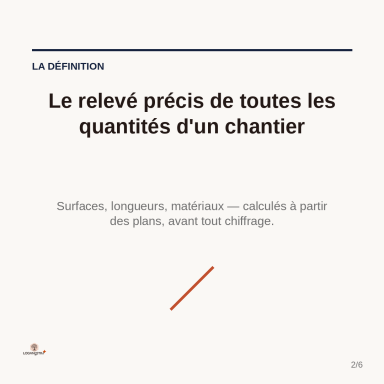 Relevé précis des quantités chantier Un relevé precis